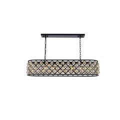 Madison 7 light Matte Black Chandelier Golden Teak (Smoky) Royal Cut Crystal