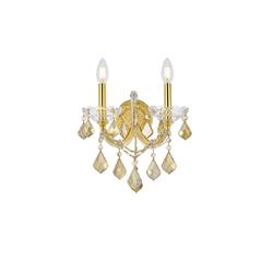 Maria Theresa 2 light Gold Wall Sconce Golden Teak (Smoky) Royal Cut Crystal