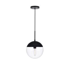 Eclipse 1 Light Black Pendant With Clear Glass