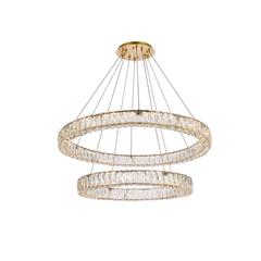 Monroe 36 inch LED double ring chandelier in gold