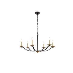 Trey 36 inch pendant in black and brass