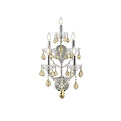 Maria Theresa 5 light Chrome Wall Sconce Golden Teak (Smoky) Royal Cut Crystal