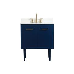 30 inch Single bathroom vanity in blue with backsplash