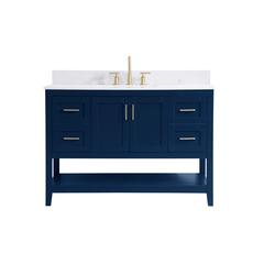 48 inch Single Bathroom Vanity in Blue with Backsplash