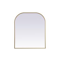 Metal Frame Arch Mirror 36x34 Inch in Brass
