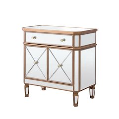 Gold Luxury Accent Cabinet, Crystal Accents Drawer Door Storage
