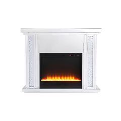 47.5 in. Crystal mirrored mantle with crystal insert fireplace