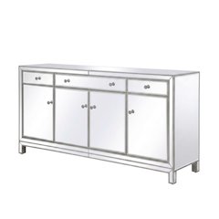 Antique Silver Mirrored Credenza with Elegant Storage and Stylish Finish