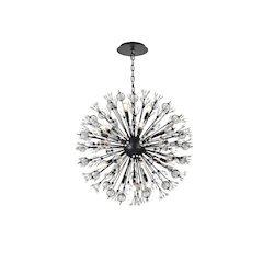 Vera 32 inch crystal starburst round pendant in black