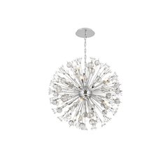 Vera 32 inch crystal starburst round pendant in chrome