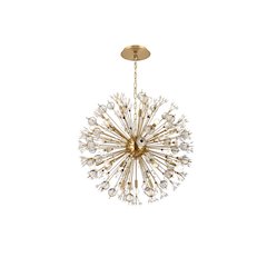 Vera 32 inch crystal starburst round pendant in gold