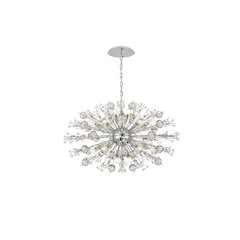 Vera 36 inch crystal starburst oval pendant in chrome
