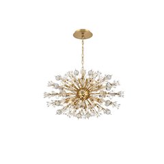 Vera 36 inch crystal starburst oval pendant in gold