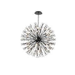 Vera 38 inch crystal starburst round pendant in black