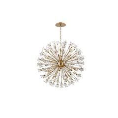 Vera 38 inch crystal starburst round pendant in gold