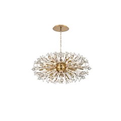 Vera 42 inch crystal starburst oval pendant in gold