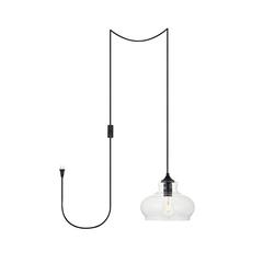 Destry 1 Light Black plug-in Pendant With Clear Glass