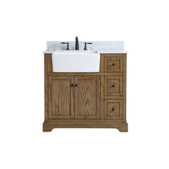36 inch Single bathroom vanity in driftwood with backsplash