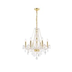 Verona 6 light Gold Chandelier Clear Royal Cut Crystal