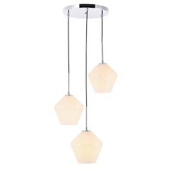 Gene 3 Light Chrome And Frosted White Glass Pendant