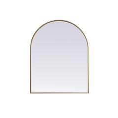 Metal Frame Arch Mirror 33x42 Inch in Brass