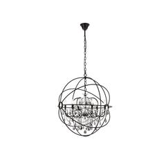 Geneva 6 light Dark Bronze Chandelier Silver Shade (Grey) Royal Cut crystal