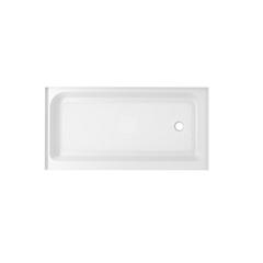 60x32 inch Single threshold shower tray right drain in glossy white