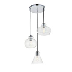 Destry 3 Lights Chrome Pendant With Clear Glass