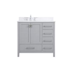 36 inch Single Bathroom Vanity in Gray with Backsplash