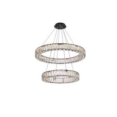 Monroe 28 inch LED double ring chandelier in black