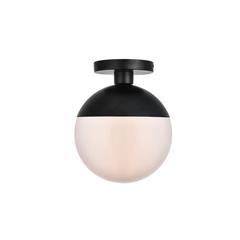 Eclipse 1 Light Black Flush Mount With Frosted White Glass