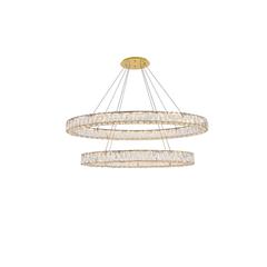Monroe Integrated LED light Gold Chandelier Clear Royal Cut Crystal