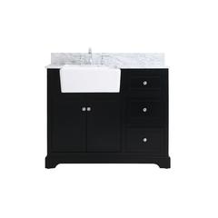 42 inch Single bathroom vanity in black with backsplash