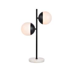 Eclipse 2 Lights Black Table Lamp With Frosted White Glass