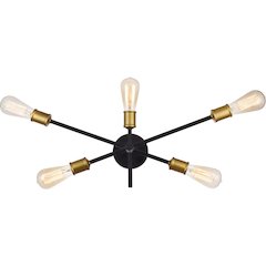 Axel Collection Wall Sconce D24.7 H9.9 Lt:5 Black and Brass Finish