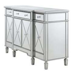 Silver 3 Drawer and 4 Door Credenza with Ample Storage and Modern Design