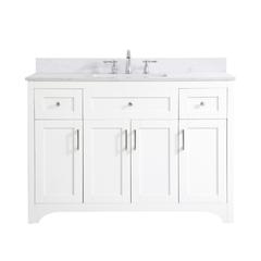 48 inch Single Bathroom Vanity in White with Backsplash