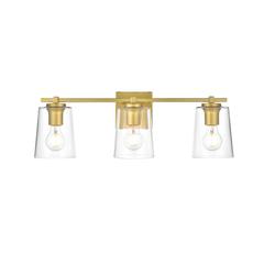 Kacey 3 light Brass and Clear Bath Sconce