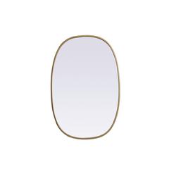 Metal Frame Oval Mirror 20x30 Inch in Brass