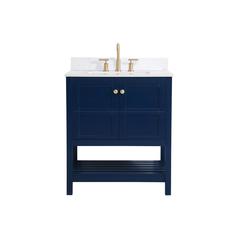 30 inch Single Bathroom Vanity in Blue with Backsplash
