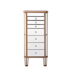 7 Drawer Jewelry Armoire 18 in. x 12 in. x 41 in. in Gold Clear