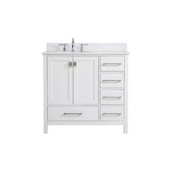 36 inch Single Bathroom Vanity in White with Backsplash