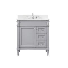 32 inch Single bathroom vanity in grey with backsplash