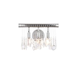 Chorus Line 3 Light Chrome Wall Sconce Clear Royal Cut Crystal