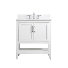 30 inch Single Bathroom Vanity in White with Backsplash