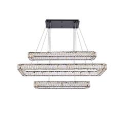 Monroe 50 inch LED triple rectangle pendant in black