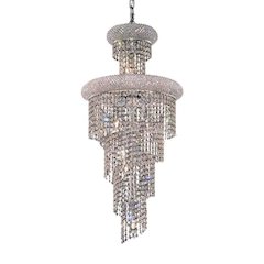 Spiral 10 light Chrome Pendant Clear Royal Cut Crystal