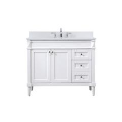 42 inch Single bathroom vanity in white with backsplash