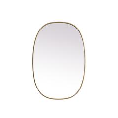Metal Frame Oval Mirror 27x40 Inch in Brass