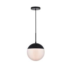 Eclipse 1 Light Black Pendant With Frosted White Glass